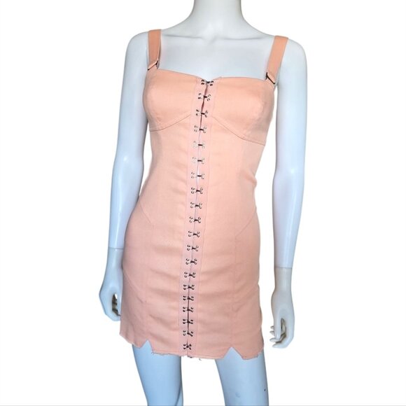 FOR LOVE & LEMONS | Hook and Eye Bodycon Mini Dress in Peach ~ Size XS - Picture 3 of 8